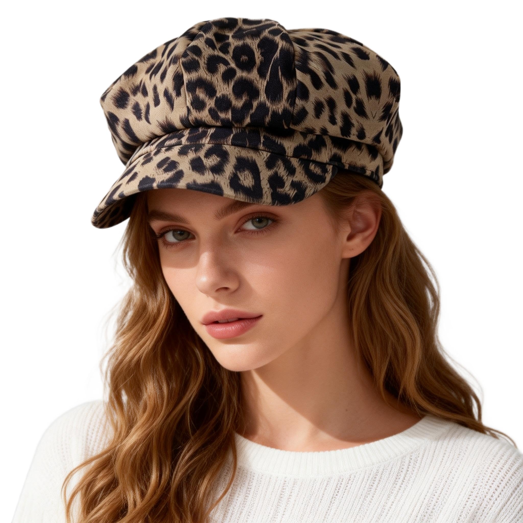 Idopy Women's Khaki `S Leopard Newsboy Caps Gatsby Cabbie Berets Hats