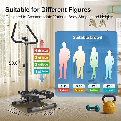 Miniatura 6 de Stepper giratorio con bandas de resistencia, máquina paso a paso con capacidad de peso de 300 libras, mini paso a paso para entrenamiento de cuerpo
