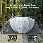 4 Person Pop Up Camping Tente, Imperméable tentes familiales instantanées, Installation facile avec 2 Portes Camping Tente pour Randonnée & Voyageur, Gris