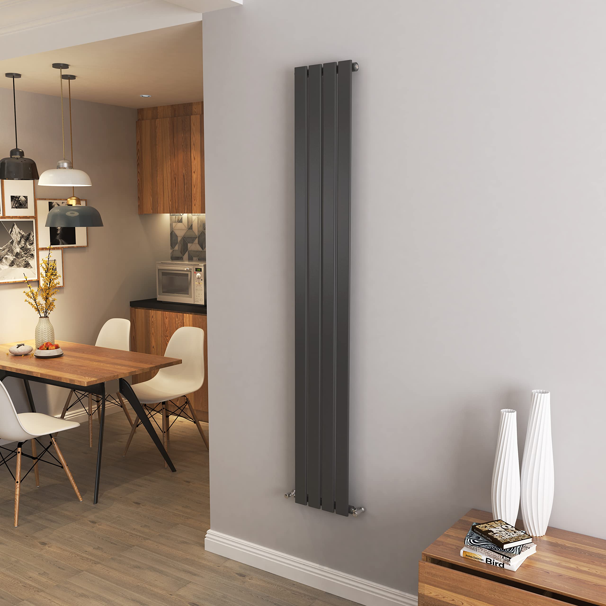 Anthracite Vertical Radiator Single Column Flat Panel Central Heating Radiators 1800 * 272mm