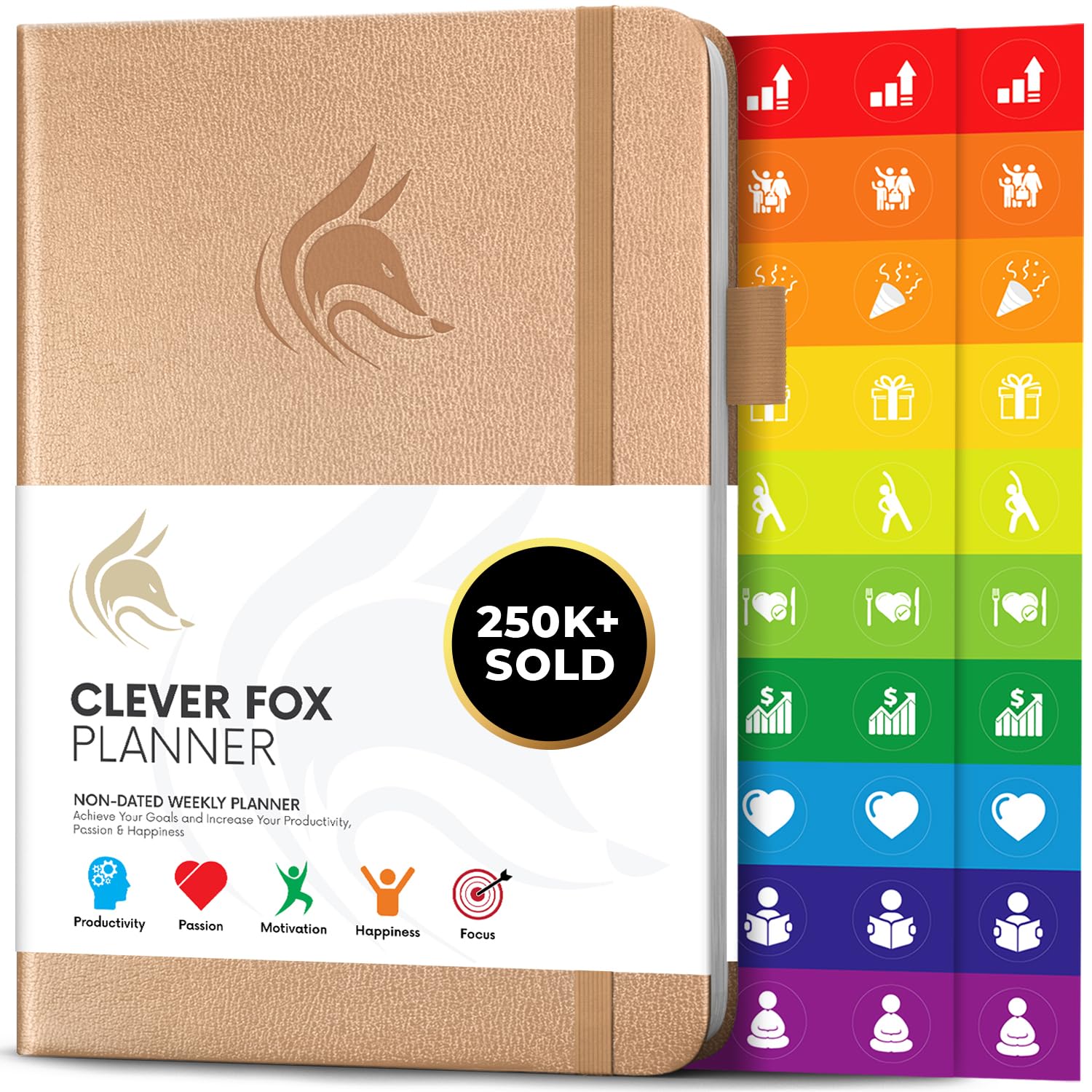 Clever Fox Planner – Undated Weekly & Monthly Planner for Productivity, Time Management & Goals – Organizer Journal – A5 (Pearl)