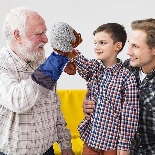 Miniatura 8 de 1 marioneta de mano familiar de 12 pulgadas, abuelos, mamá y papá, hermano y hermana, juguetes de marionetas de mano de peluche, marionetas de