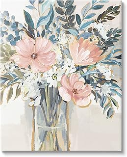 Stupell Industries Beautiful Blue Pink Flower Bouquet Painting Delicate Blossoms ,Design by Nina Blue