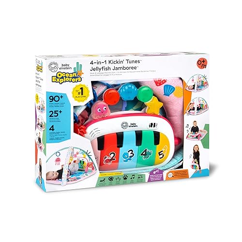 Miniatura 14 de Baby Einstein Ocean Explorers 4 en 1 Kickin Tunes Jellyfish Jamboree Music & Language Discovery Gym, rosa, a partir de 0 meses