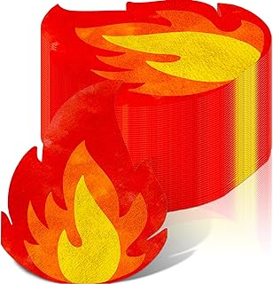 48Pcs Fire Napkins Flame Napkins Disposable Paper for Firefighter Theme Fire Truck Birthday Pentecost Fireman Graduation Bonfire Survivor Picnic BBQ Party Supplies