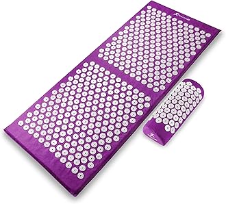 ProsourceFit Acupressure Mat and Pillow Set for Back/Neck Pain Relief and Muscle Relaxation, XL - Purpule/White