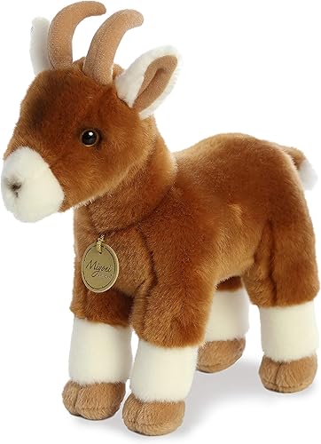 Miniatura 4 de Aurora Adorable cabra de peluche Miyoni, detalle realista, compañía entrañable, marrón, 11 pulgadas