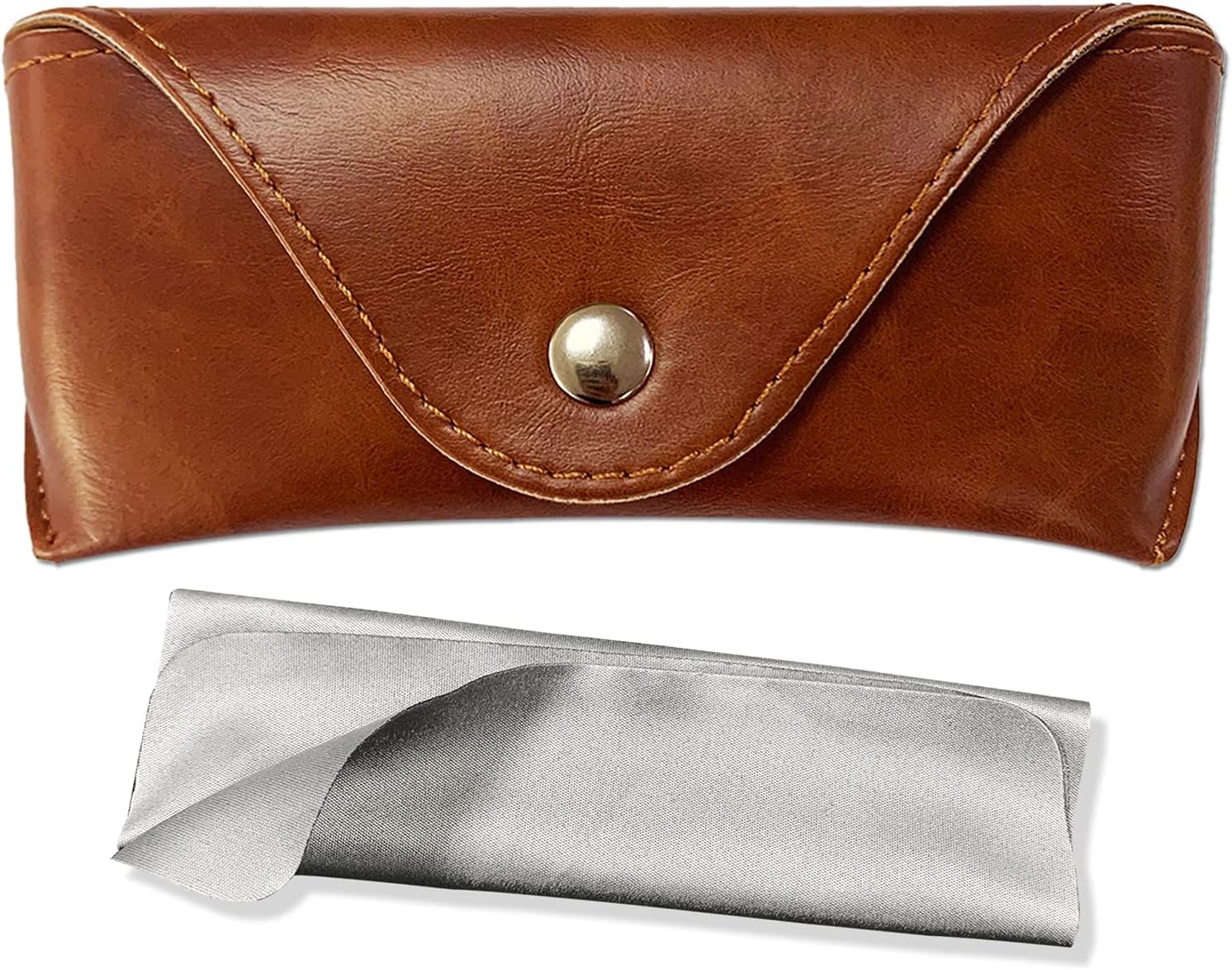 LogHog Portable Leather Glasses Case,Flexible Sunglasses Pouch Slim Case for Women Men Horizontal Eyeglass Case