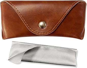 LogHog Portable Leather Glasses Case,Flexible Sunglasses Pouch Slim Case for Women Men Horizontal Eyeglass Case