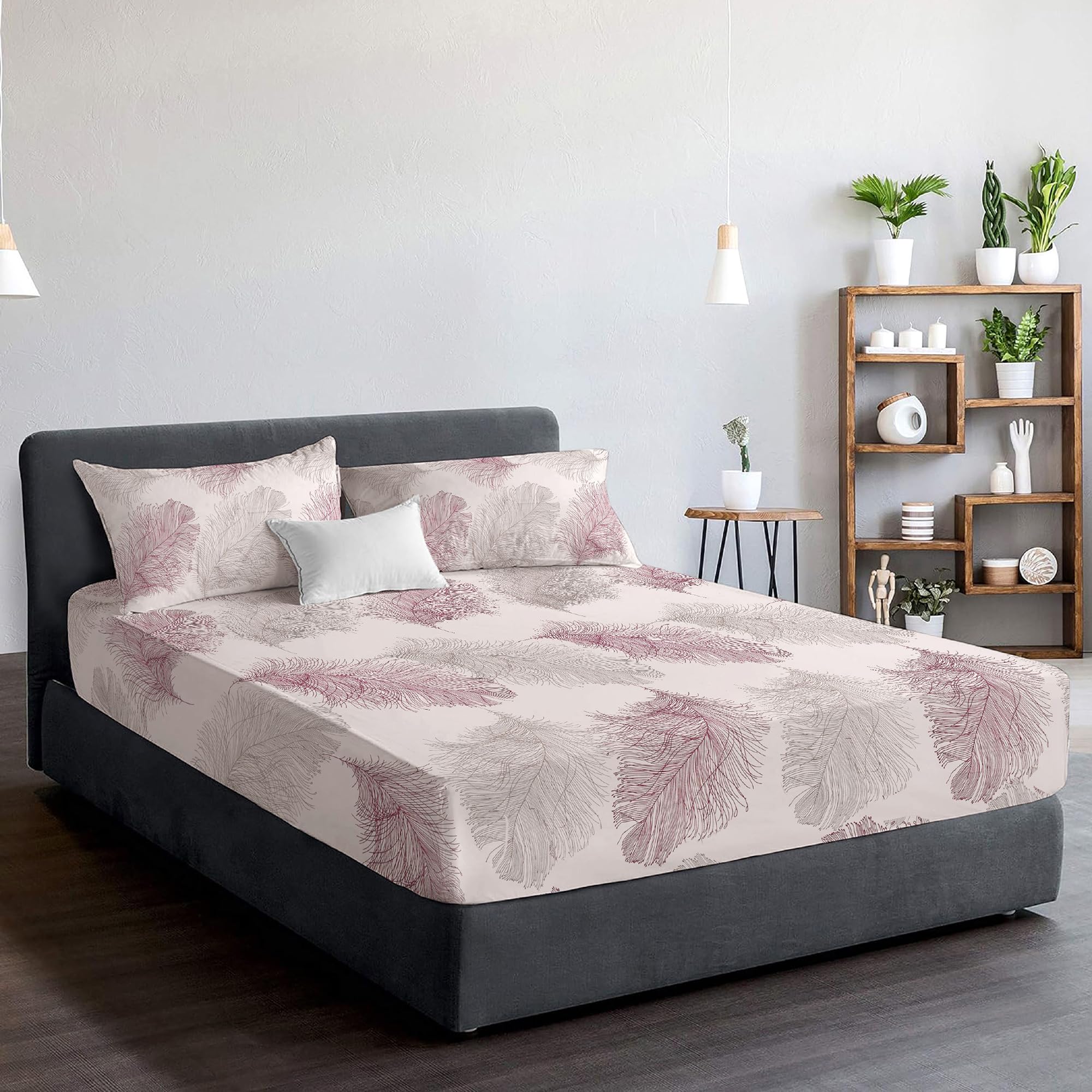 EverSoft Bedding 3PCS Set 100% Egyptian Cotton Printed Fitted Sheet Single Size with Matching Pillowcase 400 Thread Count Print Single Bed Sheets