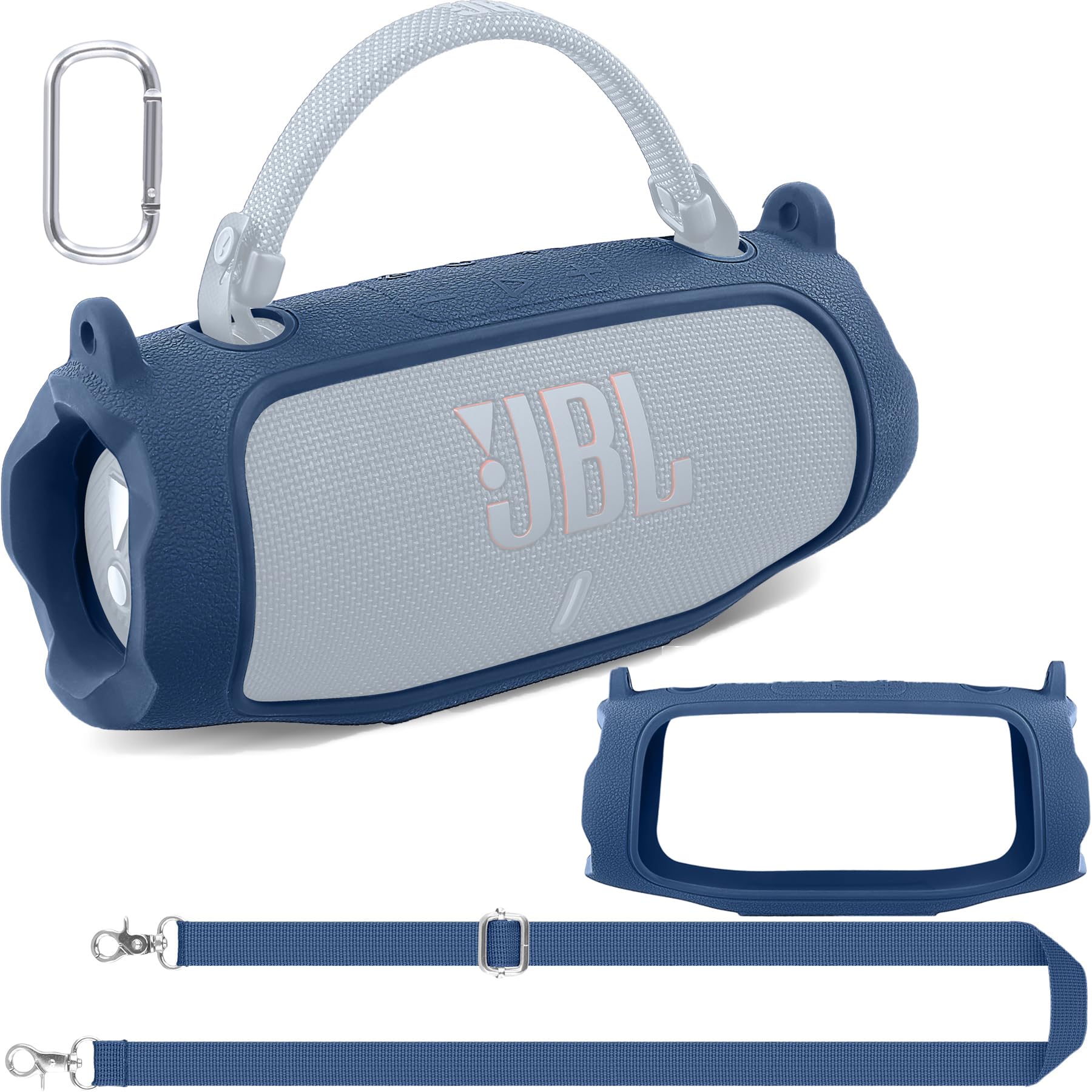co2CREA Case Silicone for JBL Charge 6 Wireless Portable Bluetooth Speaker, Portable Ultra-light Protective Sleeve with Carabiner and Shoulder Strap