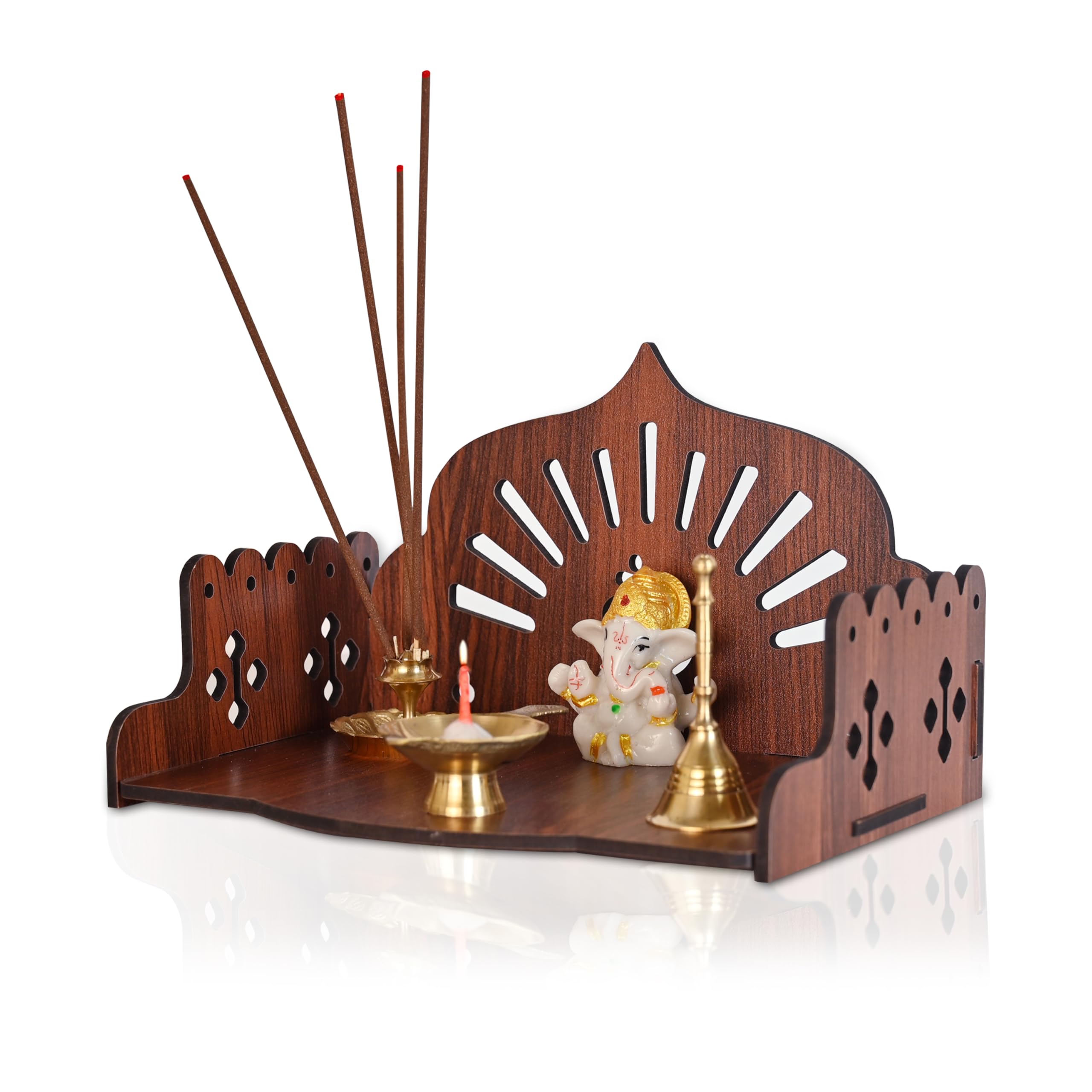 Goelite Small Temple for Home Wall Mount | Pooja Mandir Stand Temple for Office and Home | Unique Design