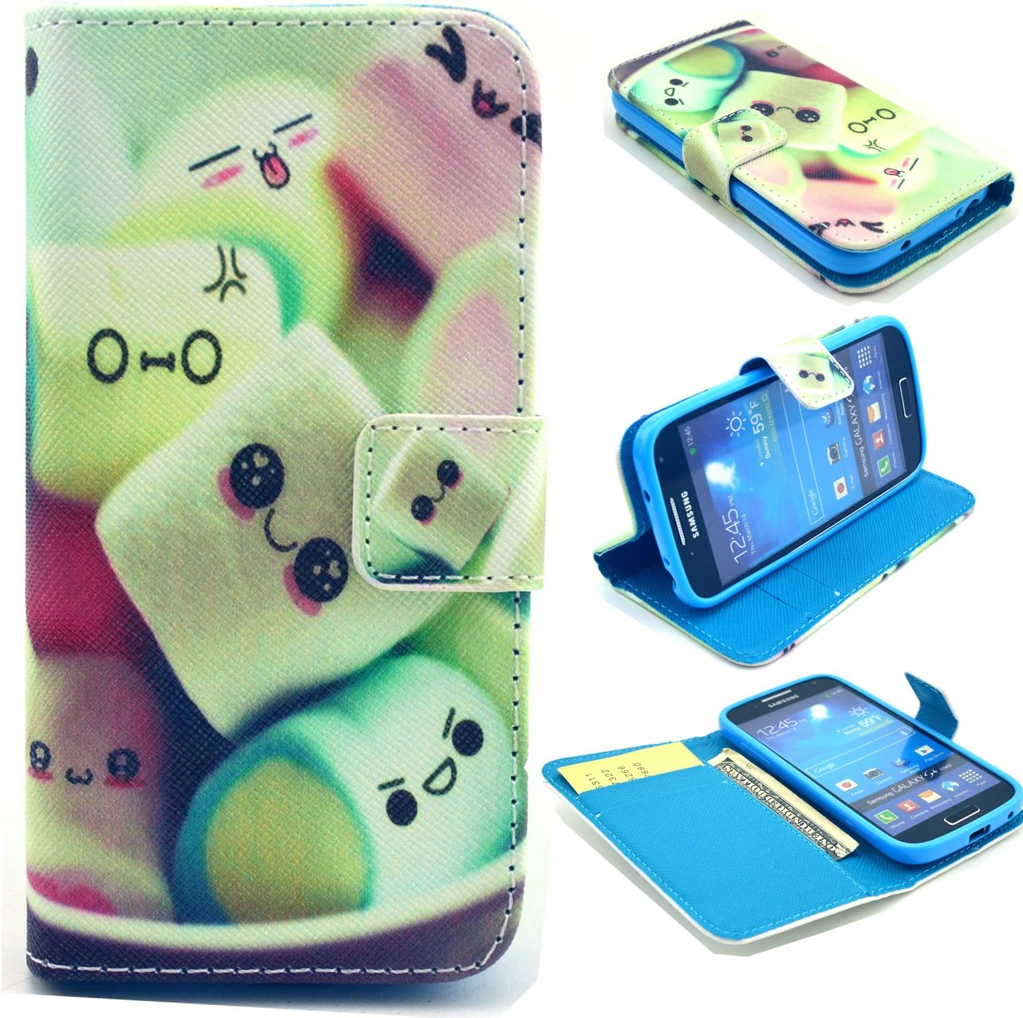 S4 Mini Case, Galaxy S4 Mini Case, Gift_Source Marshmallow Pattern PU Leather Wallet Case Flip Protective Skin Case for Samsung Galaxy S4 Mini i9190 (Not for Samsung S4),Sent Screen Protector + Stylus Pen