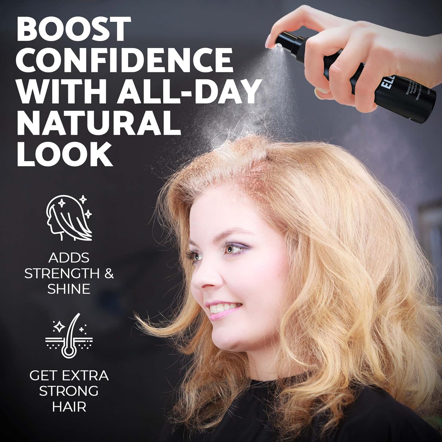 Elevate 3-in-1 Hair Fibers Kit & Holding Spray Bundle – Hair Thickening Fibers with Spray Applicator & Locking Spray for All-Day Hold – Instantly Conceal Thinning Hair for Men & Women (Black)