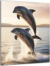 DARO Design - Wall Picture 6 mm HDF 40 x 30 cm Underwater 2 Dolphins - Wall Decoration Pictures for Living Room