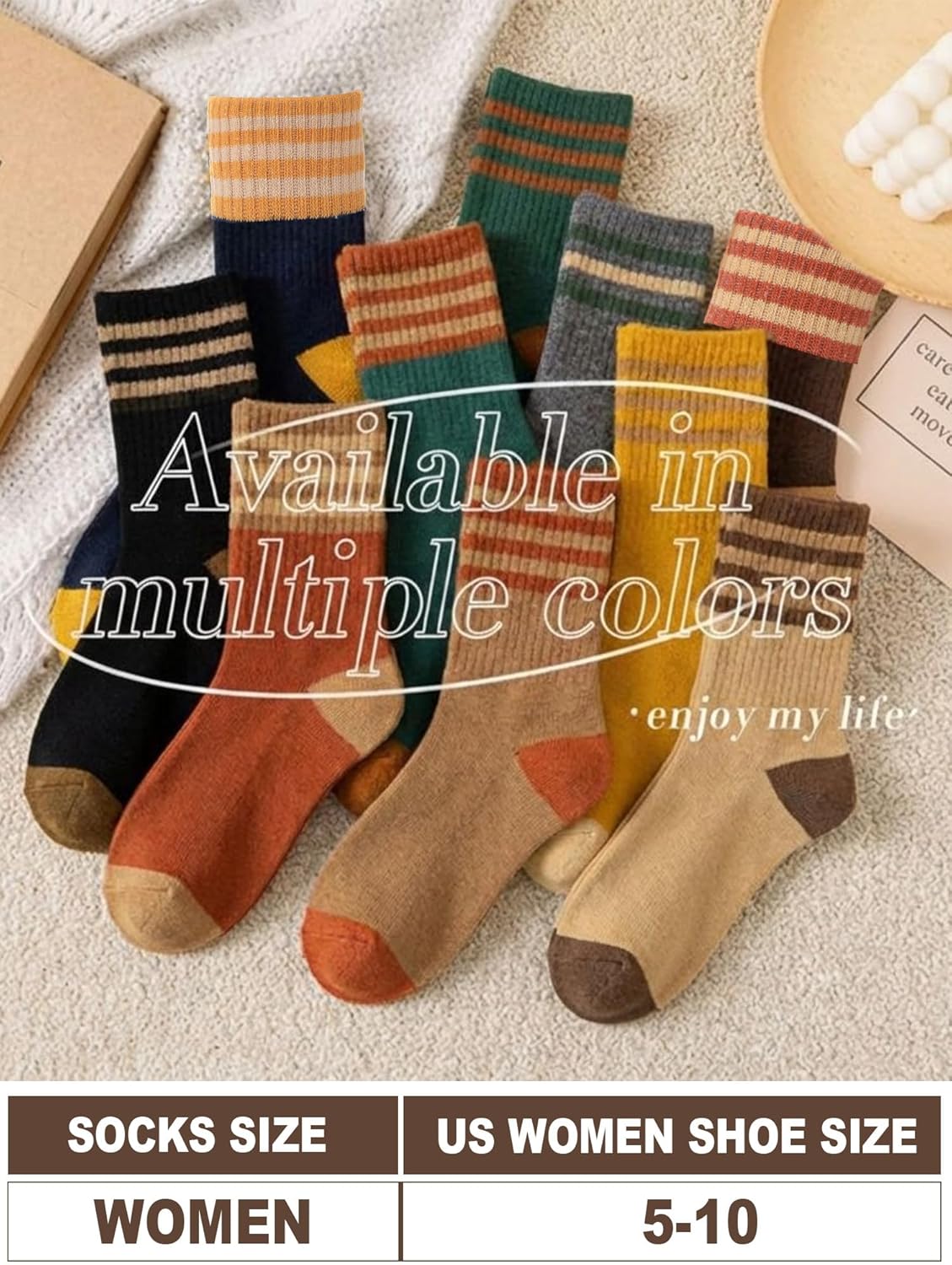 10 Pairs Winter Boot Socks Women Thermal Warm Thick Knitted Terry Vintage Athletic Crew Socks for Cold Weather - Image 4