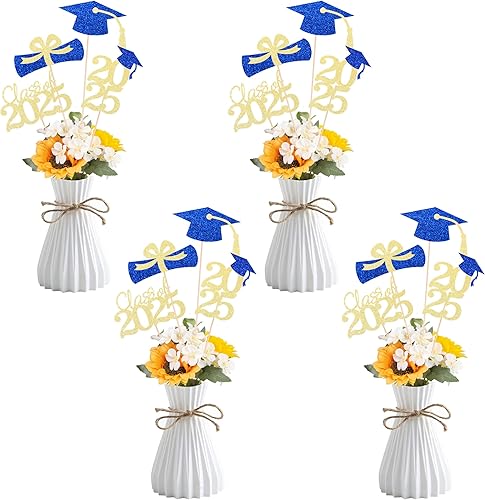 Miniatura 3 de Centros de mesa de decoración de graduación de clase 2025 para mesas, mesa de graduación 2025 de doble cara, centros de mesa de fiesta, suministros