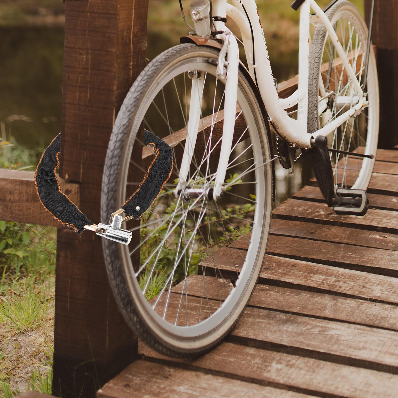 Sosoport antivol vélo antivol de Guidon Cadenas de vélo antivol Robustes serrures Haute sécurité antivol de chaîne de Verrouillage du vélo de chaîne avec clé Chiffon