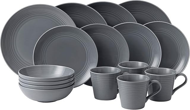 Royal Doulton 40003015 Gordon Ramsay Maze 16-Piece Dinner Set, Grey