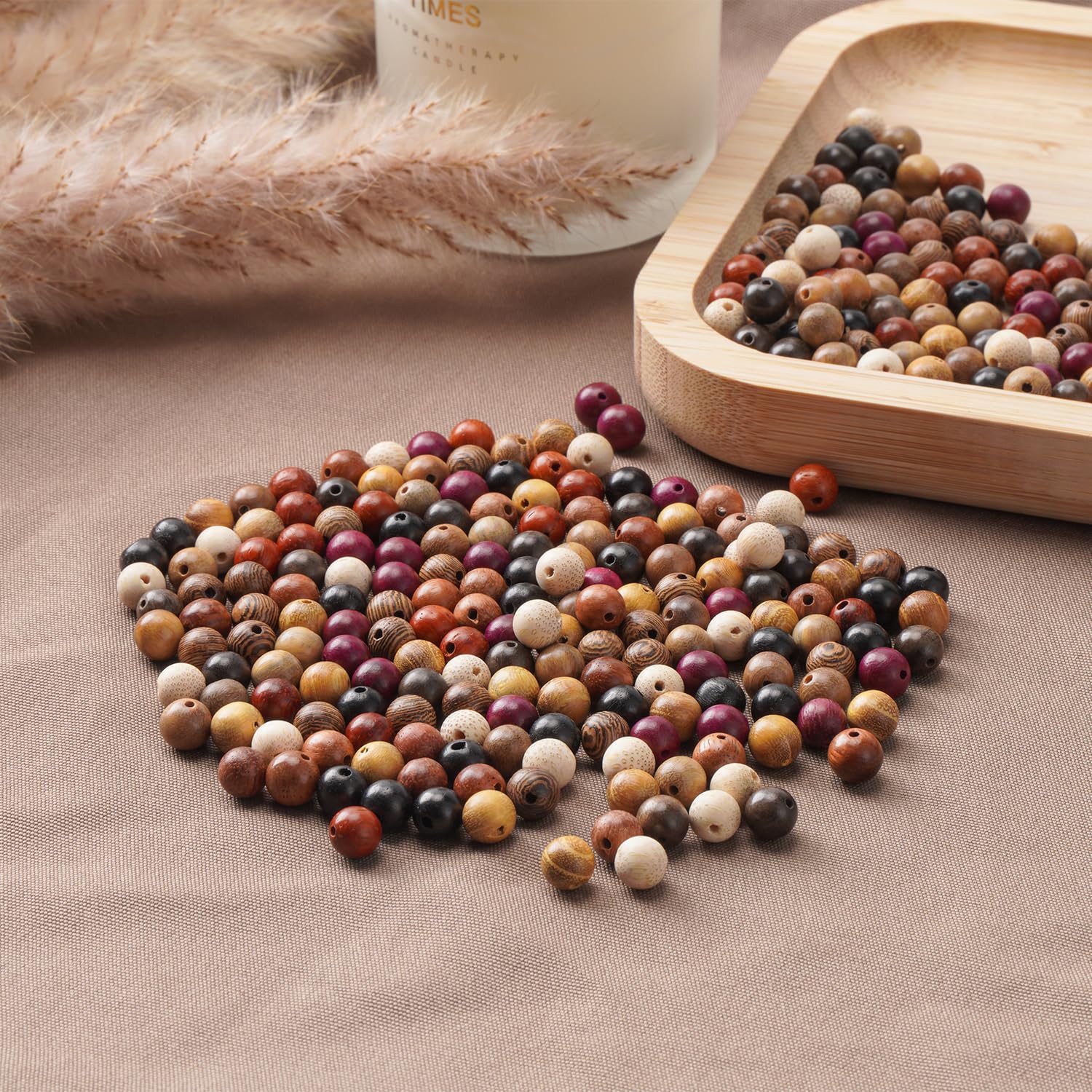 Lot De 200 Perles Rondes En Bois 9x10 Mm – Trou De 3 Mm, Jaune, Pour Bijoux DIY, Bracelets, Colliers