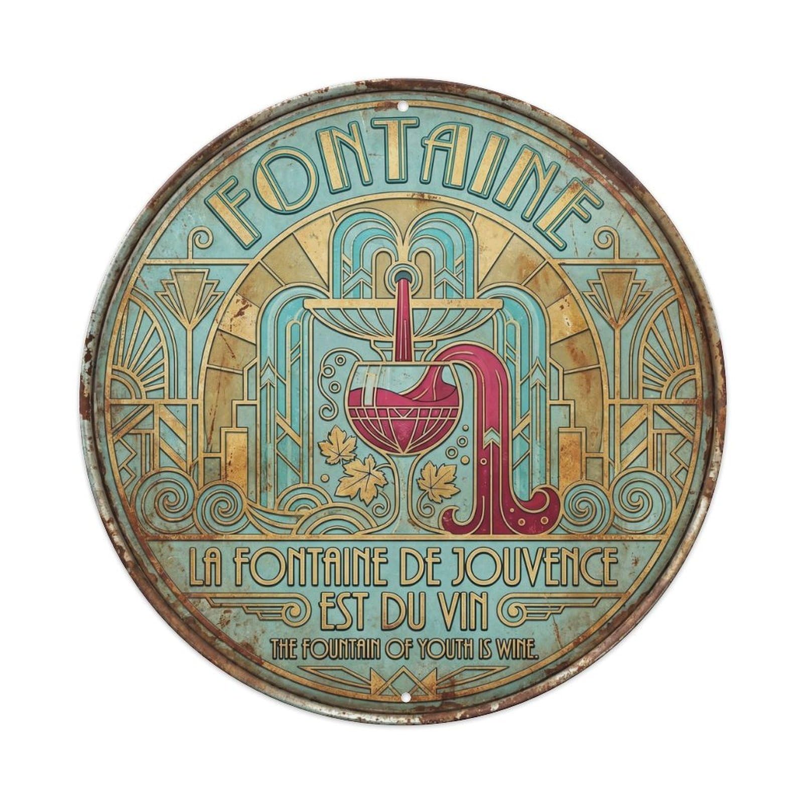 Fountain Humorous Gathering Fountain Vintage Metal Tin Sign Plaque Wall Decor for Cafe, Club Bar, Office, Garden Metal Poster 8x8Inch