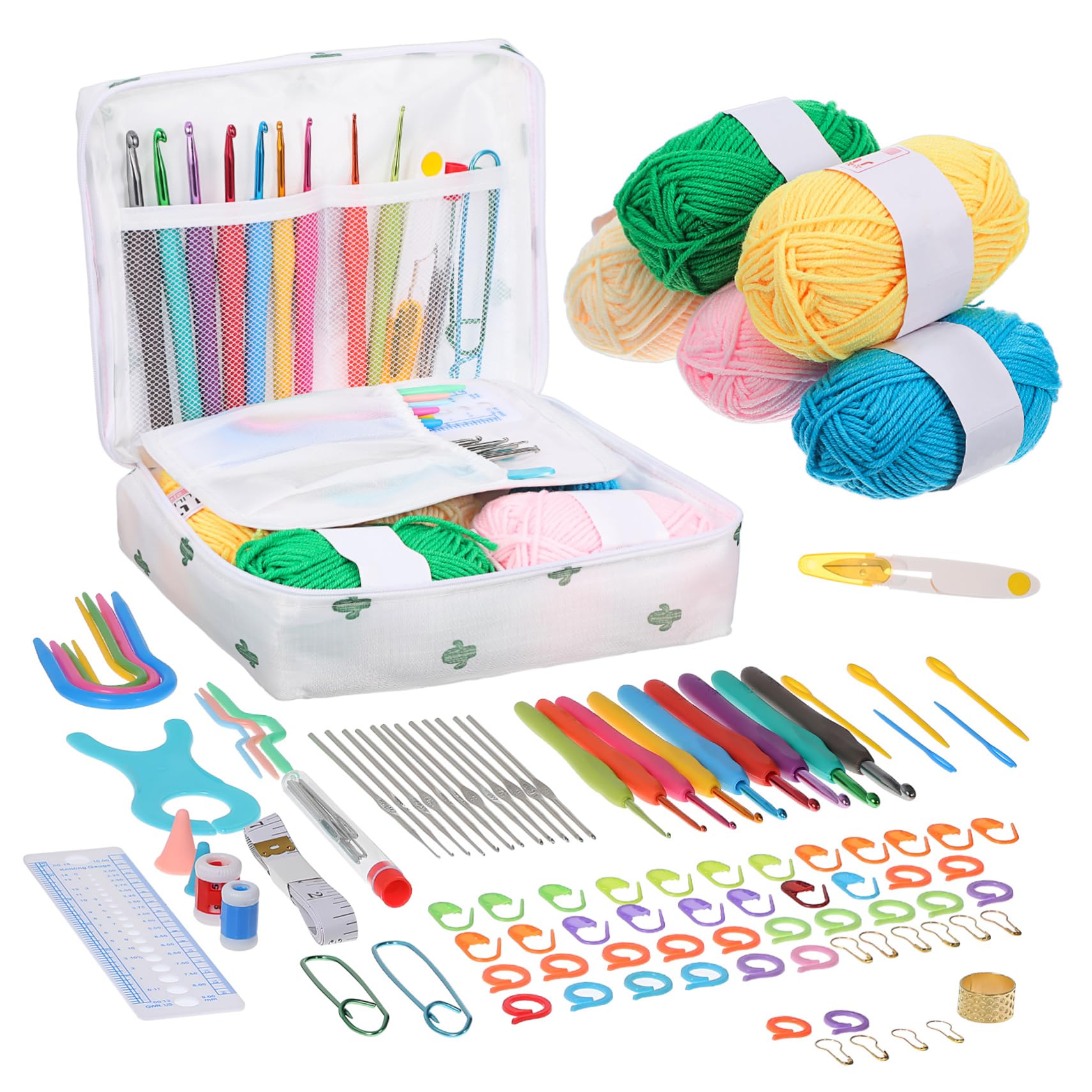 DIYEAH Uncinetto Completo per Principianti con Filati Ferri e Accessori Inclusi in Borsa Portatile per Lavoro Maglia Ferri