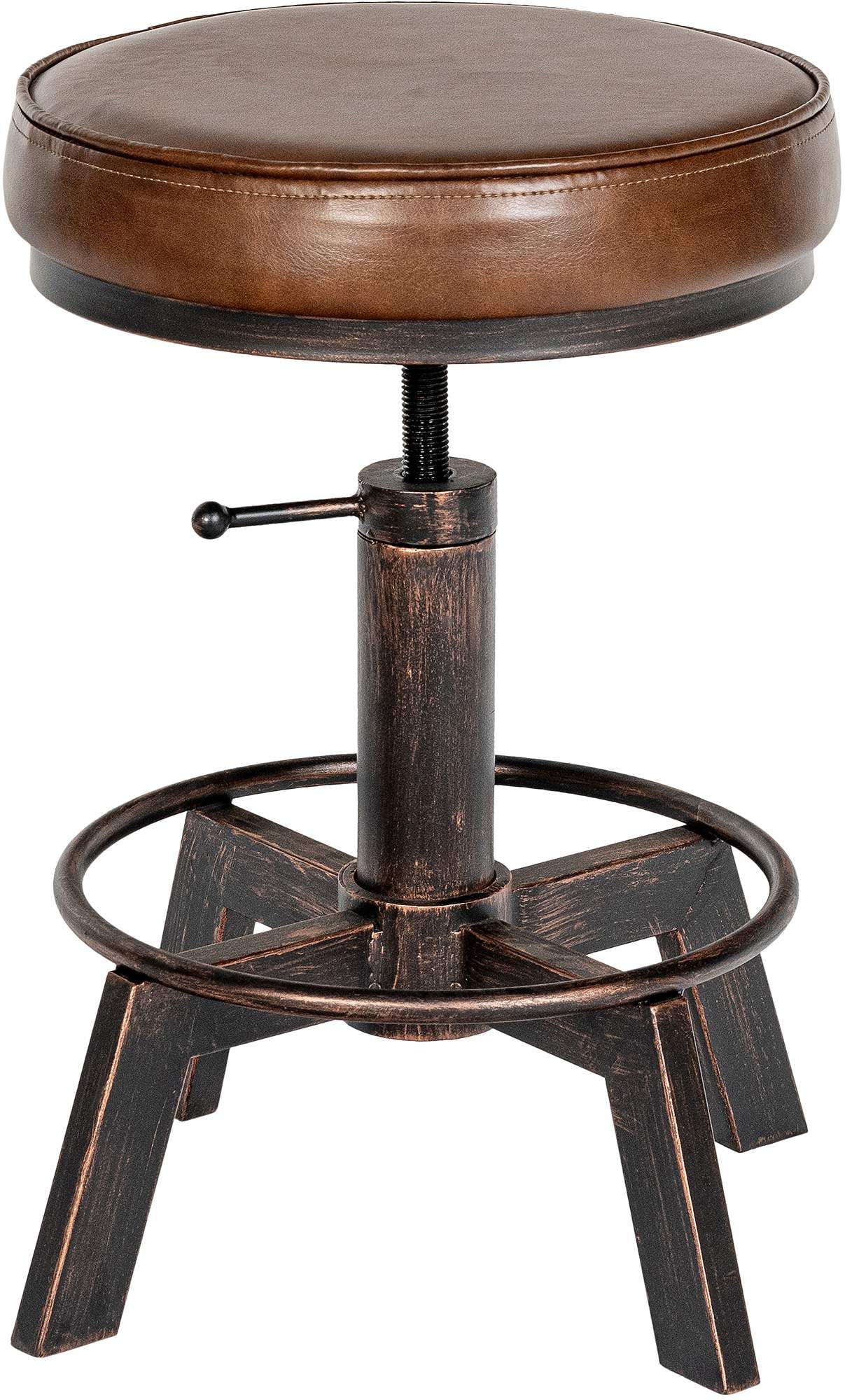 CLP Set di 2 sgabelli Destin in similpelle I Sgabello imbottito regolabile in altezza I Sgabello imbottito dal design industriale, Colore:bronzo