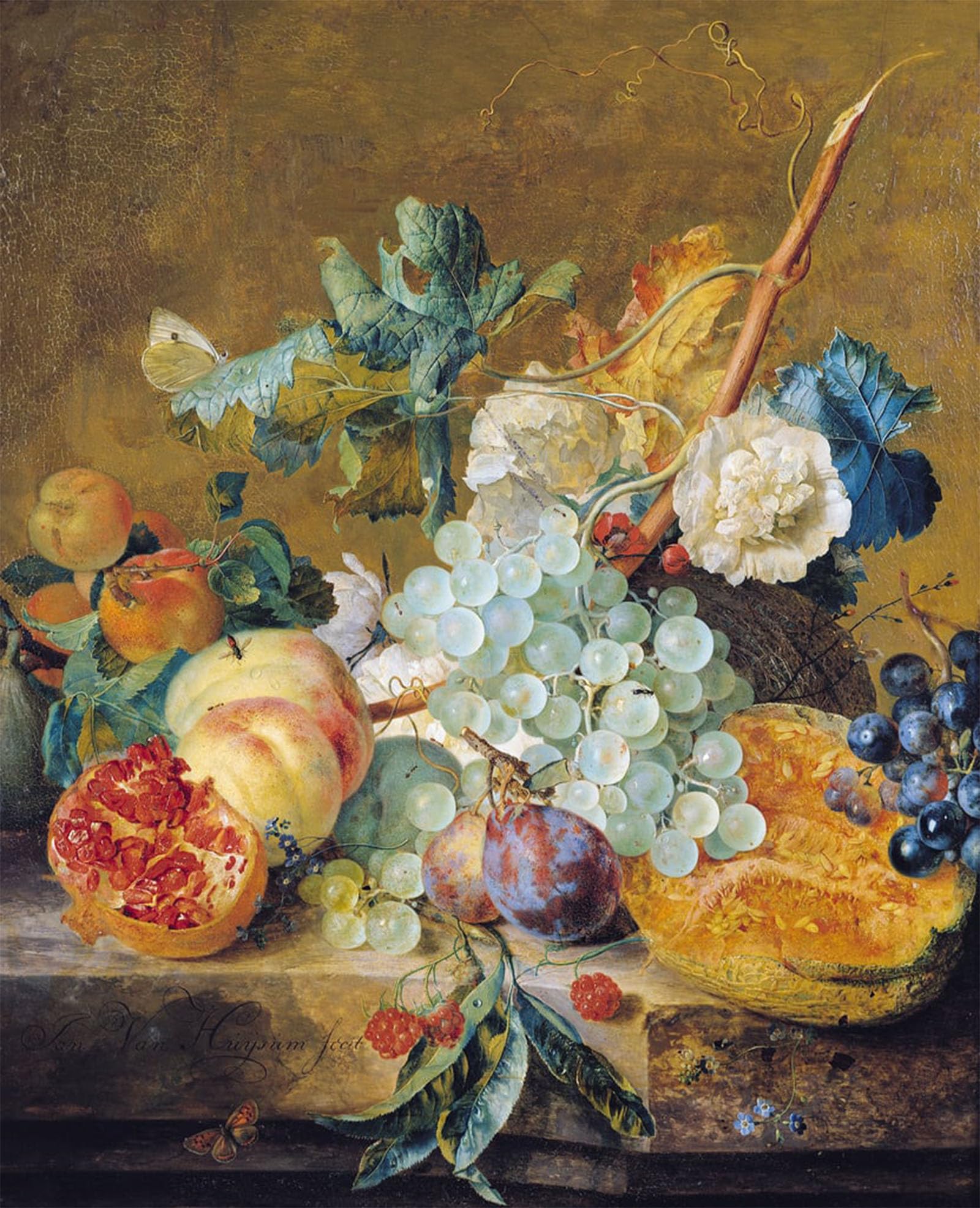 ARTXLXXBN Famous Art Print Poster Vintage Wall Art Flowers and Fruit by Jan Van Huysum Canvas Art Poster for Home Decor 60x90cm