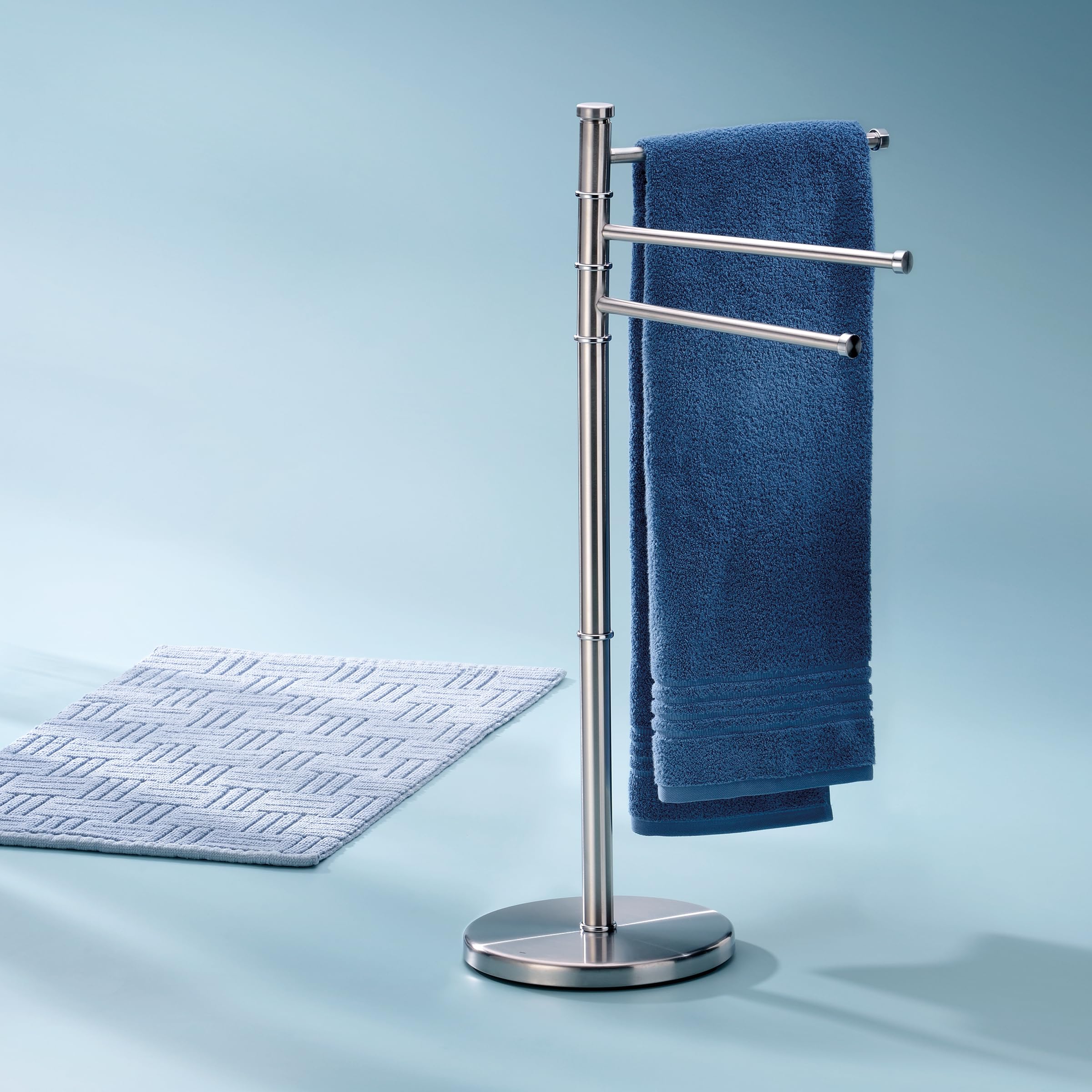 kela Porte-Serviettes Vertical 85,5cm, pivotant, Porte-Serviettes avec 3 Barres Porte-Serviettes, Swing, Acier Inoxydable Mat