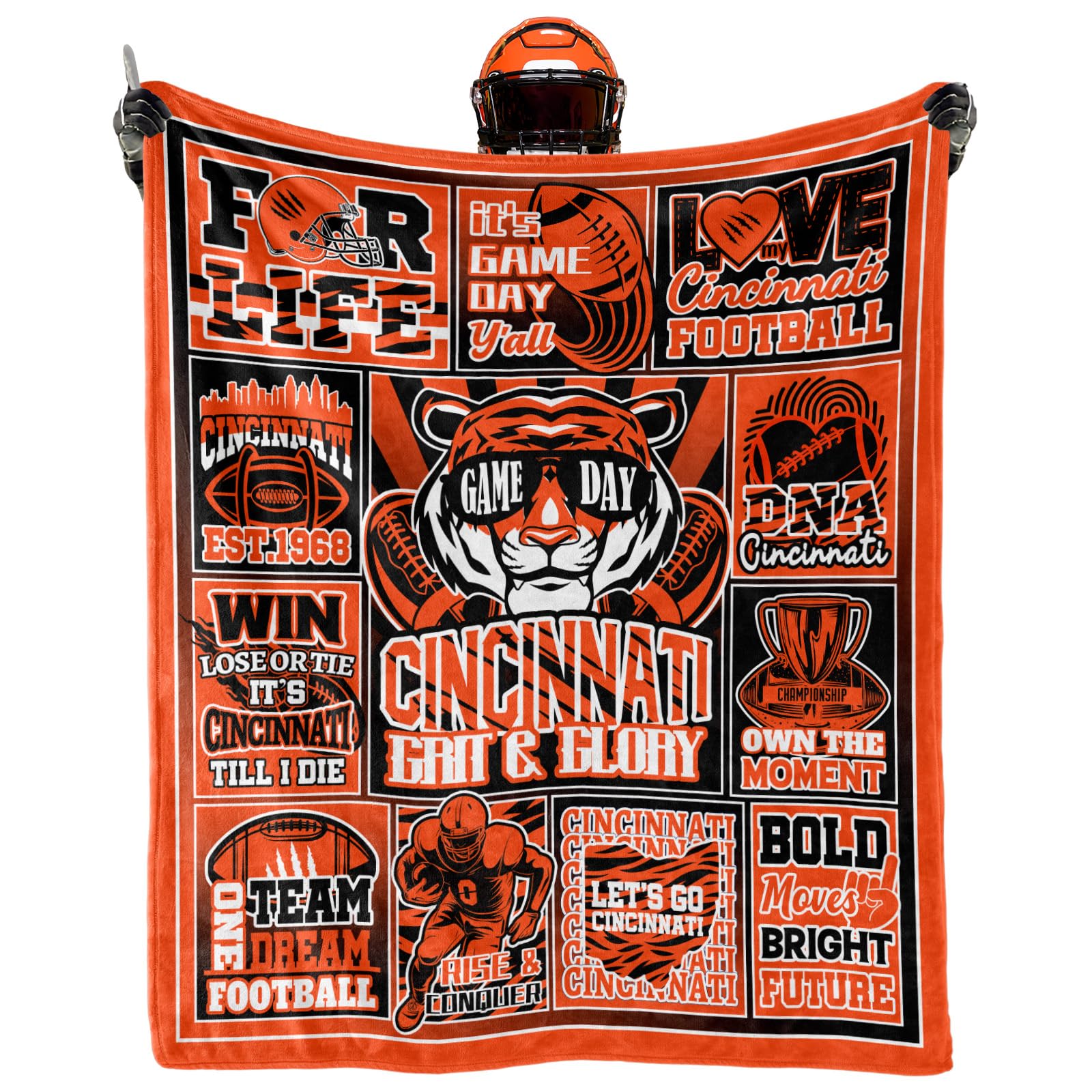 Sport Blanket Throws for Fans, Football Fans Merch, Gift for Football Lovers, Football Theme Blanket for Women Men All Seasons 60" X 50"