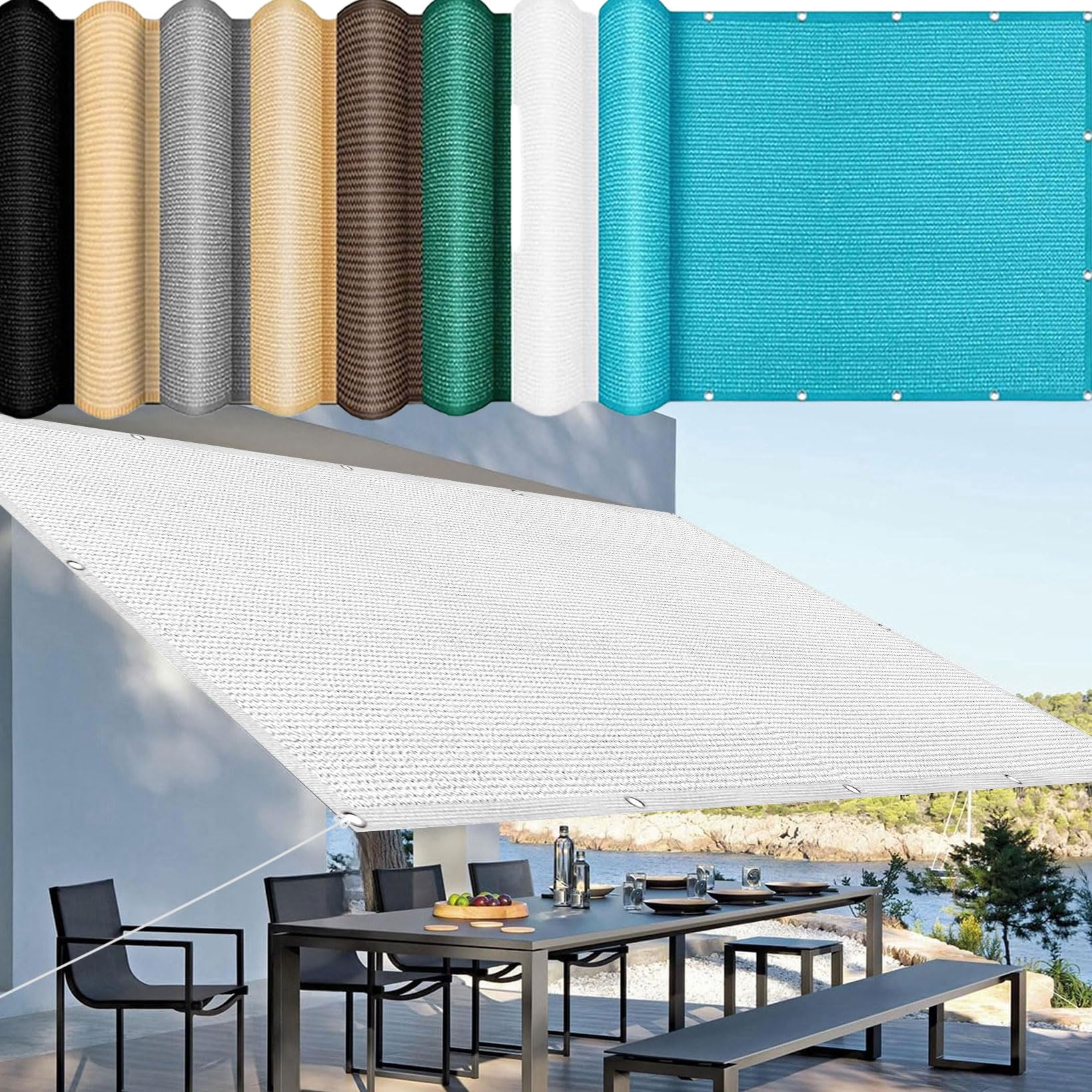 Voile d'ombrage pour terrasse et jardin grand format 460x600 cm blanc