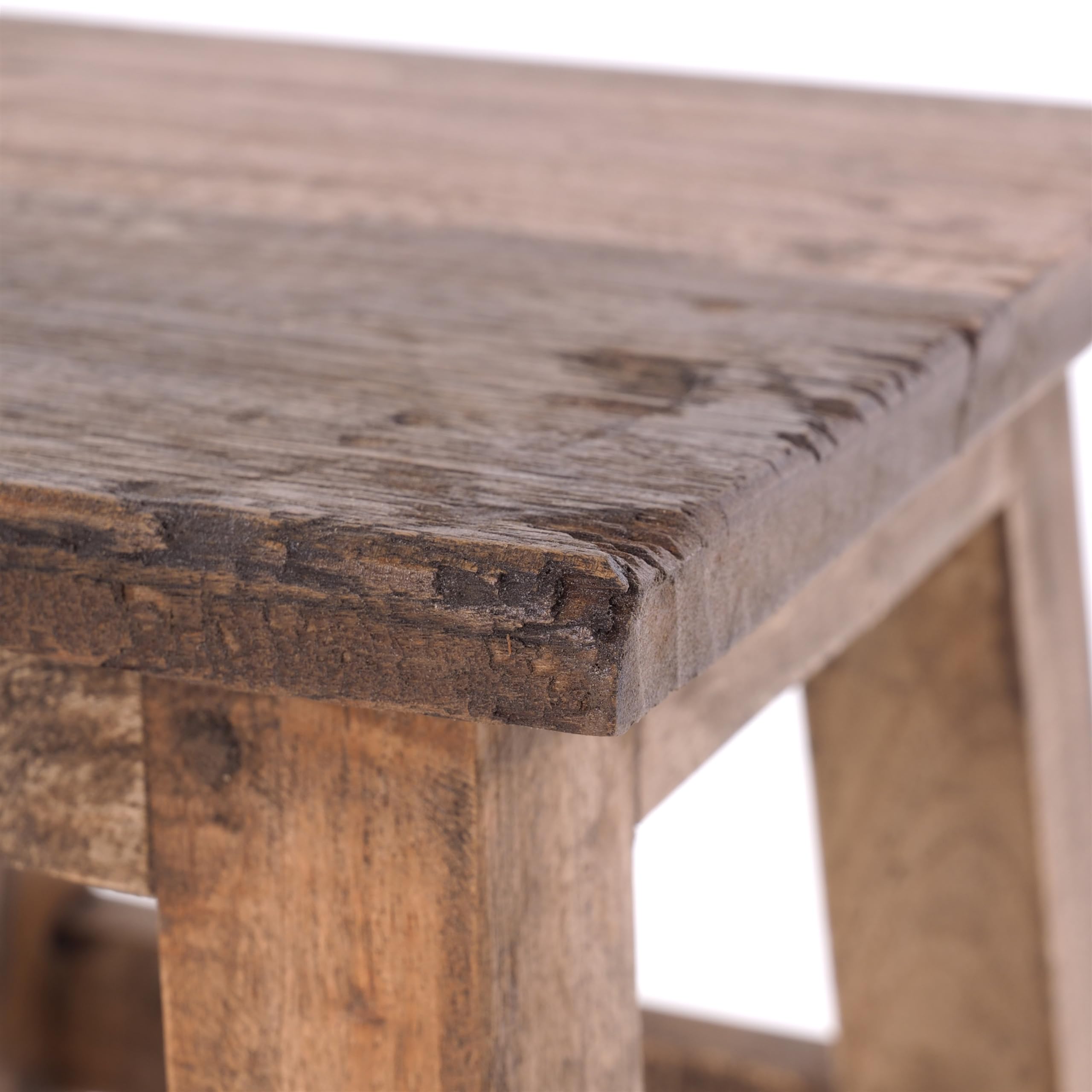 Design Delights Palo Tabouret de Pied Rustique en Acajou recyclé 27,5 x 26 x 26 cm