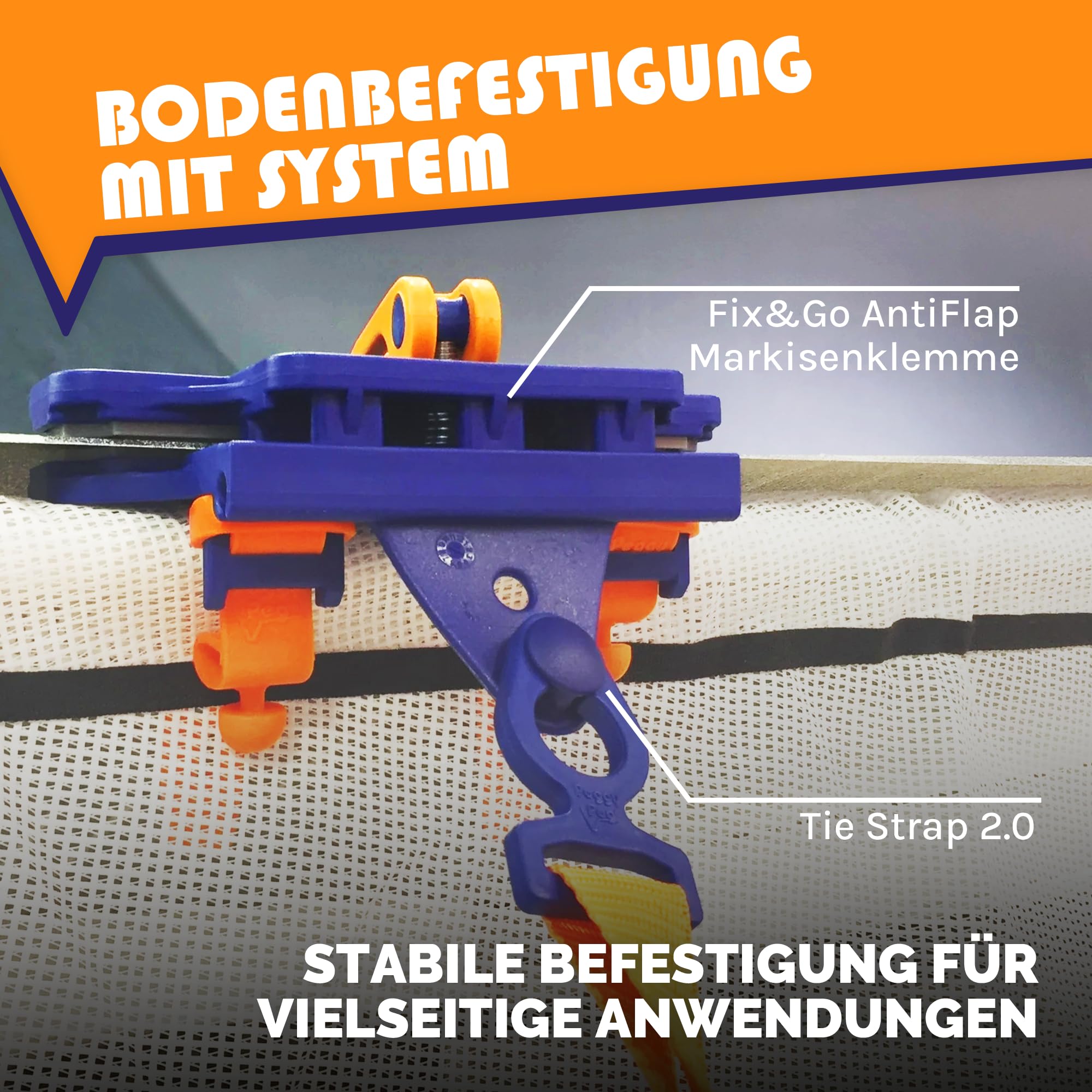 Peggy Peg – Markisenspanngurt 2er Set Tie Strap 2.0 inkl. Peggy-ABC Anleitung – Sturmband für Markisen, Vorzelte, Pavillons & Sonnensegel – Sturmsicherung Abspanngurt – Camping Zubehör Doppelset