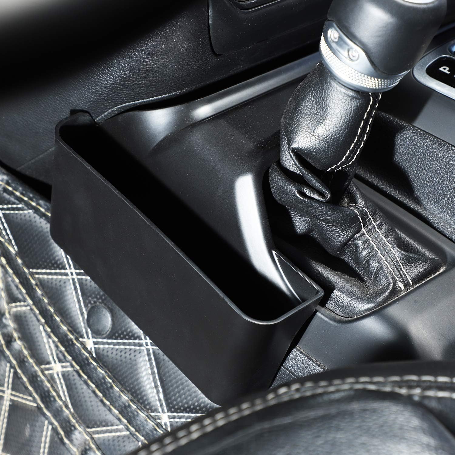 JeCar Center Console Gear Shift Tray Storage Organizer for 2018-2024 2025+ Jeep Wrangler JL JLU Gladiator JT (Black)