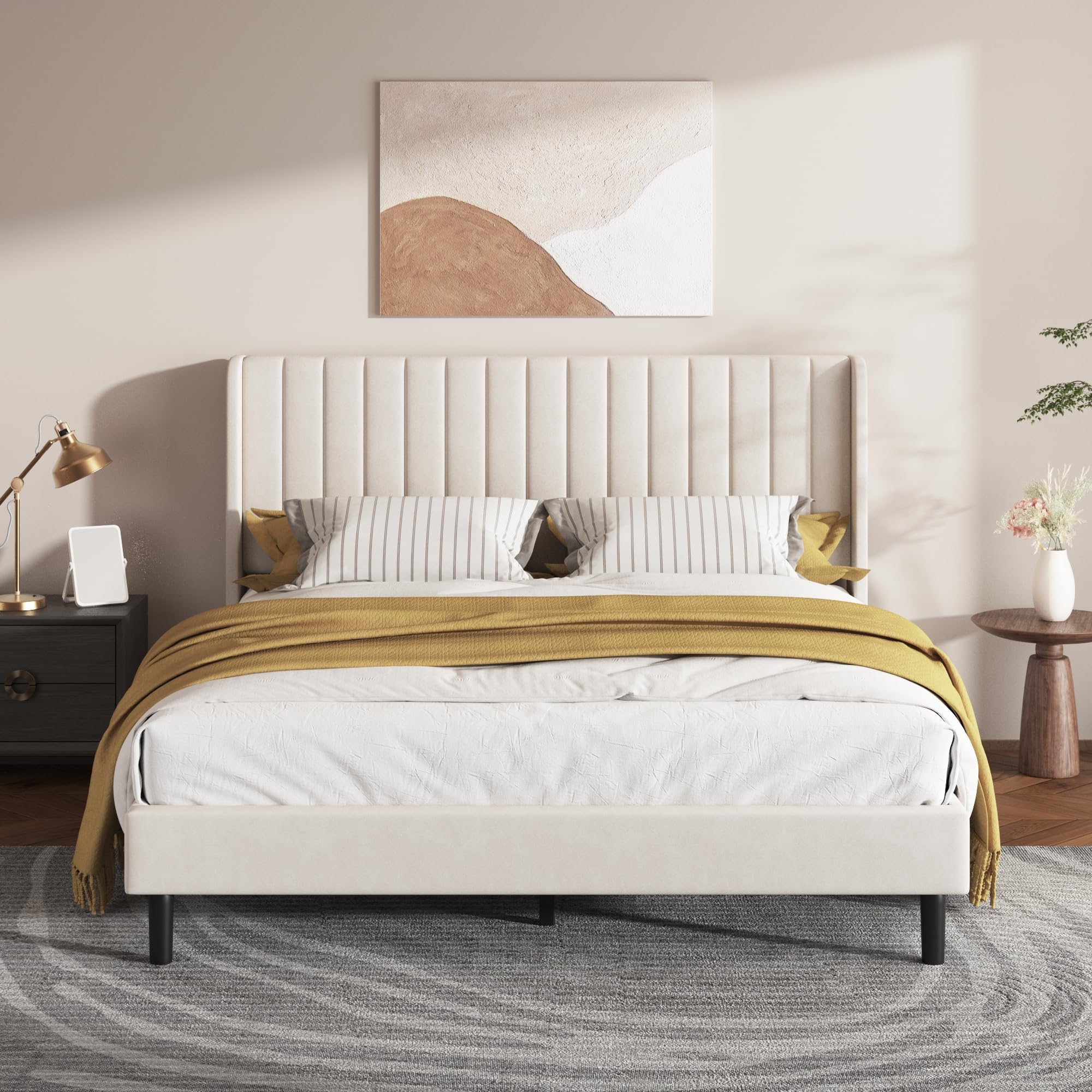 Photo 1 of Mxhtcewz Full Bed Frame with Wingback Headboard