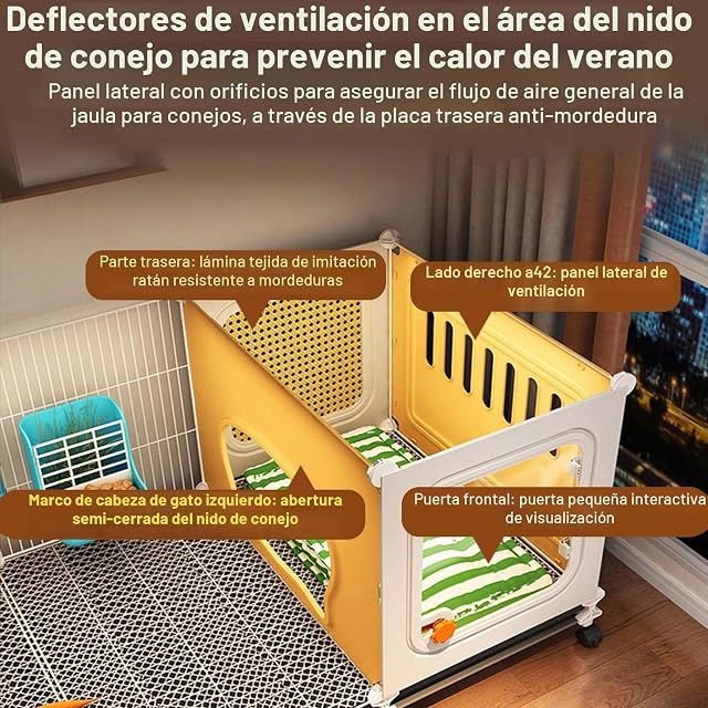 Foto 7 de 7 de RTTZBOZ Jaula para Conejos, Jaula Grande para Conejos de Interior, Casa para Mascotas DIY