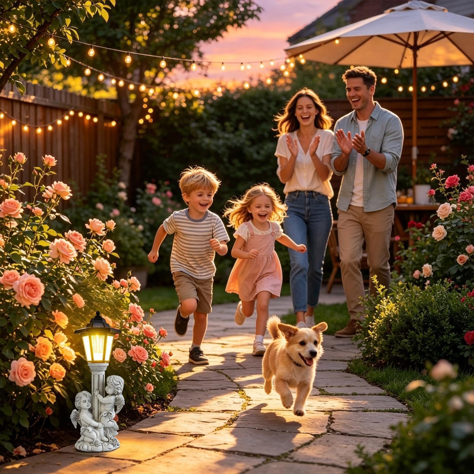 Decorazione esterna impermeabile della statuetta delle del giardino solare | Decorazioni per prato, statuette per balcone, portico, patio, casa, giardino, prato