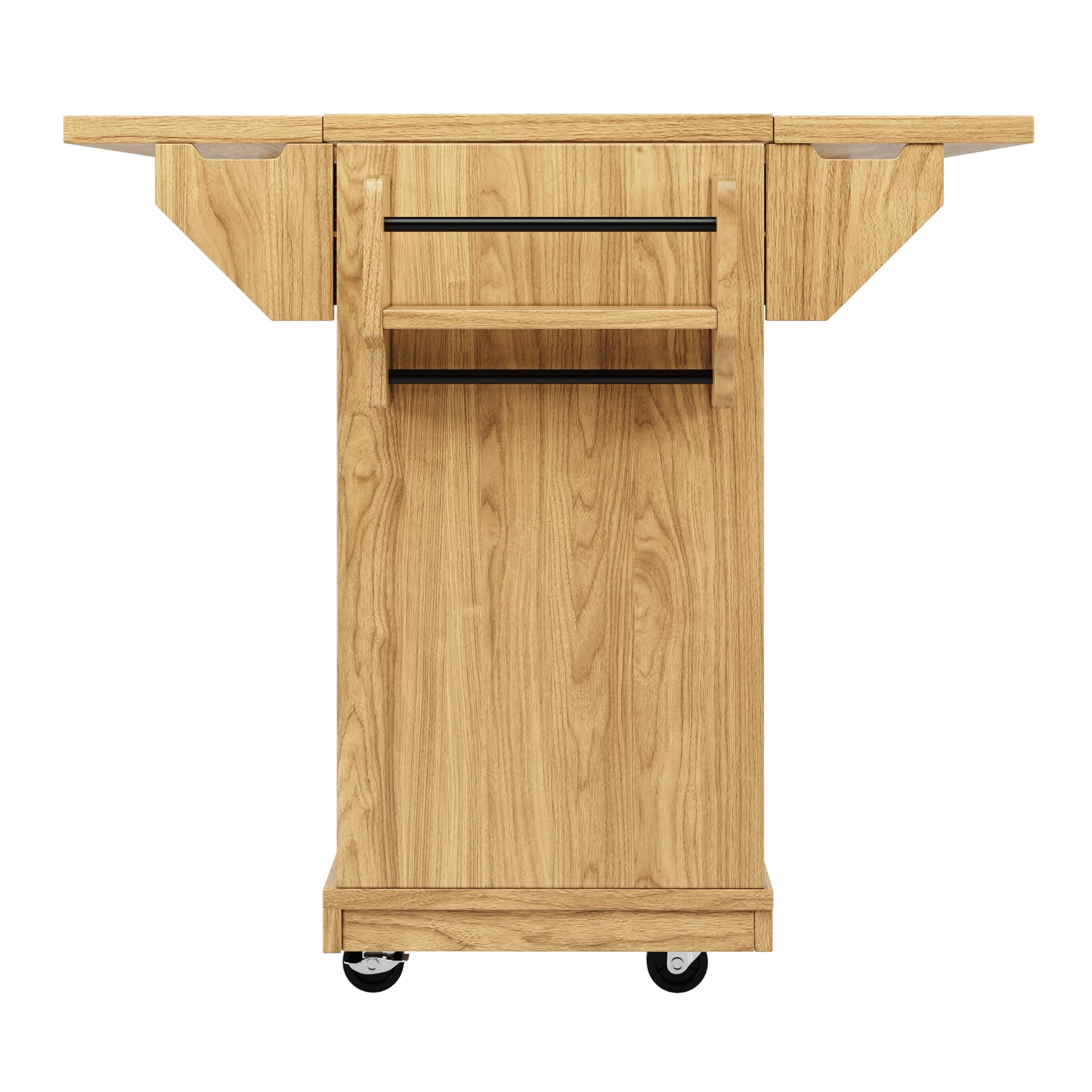Lexiou Carro plegable para servir de cocina, 95 cm, con altura ergonómica | Cajones de ratán de polietileno para cocina, balcón y camping, color marrón oscuro