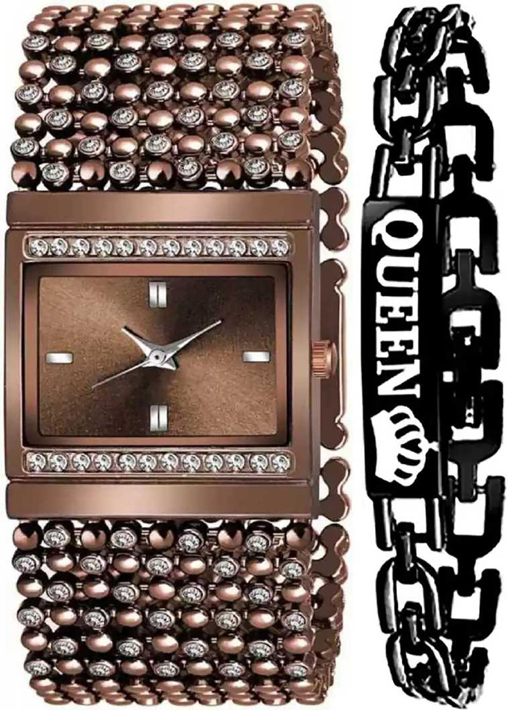 DKEROAD Analog Stainless Steel Brown Strap Watch for Girls | Casual-Party-Wedding-Formal-Sports | - Model601 (B0BGRVSCYX) Amazon Price History, Amazon Price Tracker
