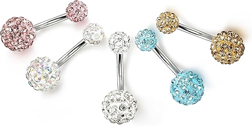 Miniatura 5 de FIBO STEEL 5 piezas de aros para el ombligo de acero inoxidable 14G, joyería para el cuerpo, piercing