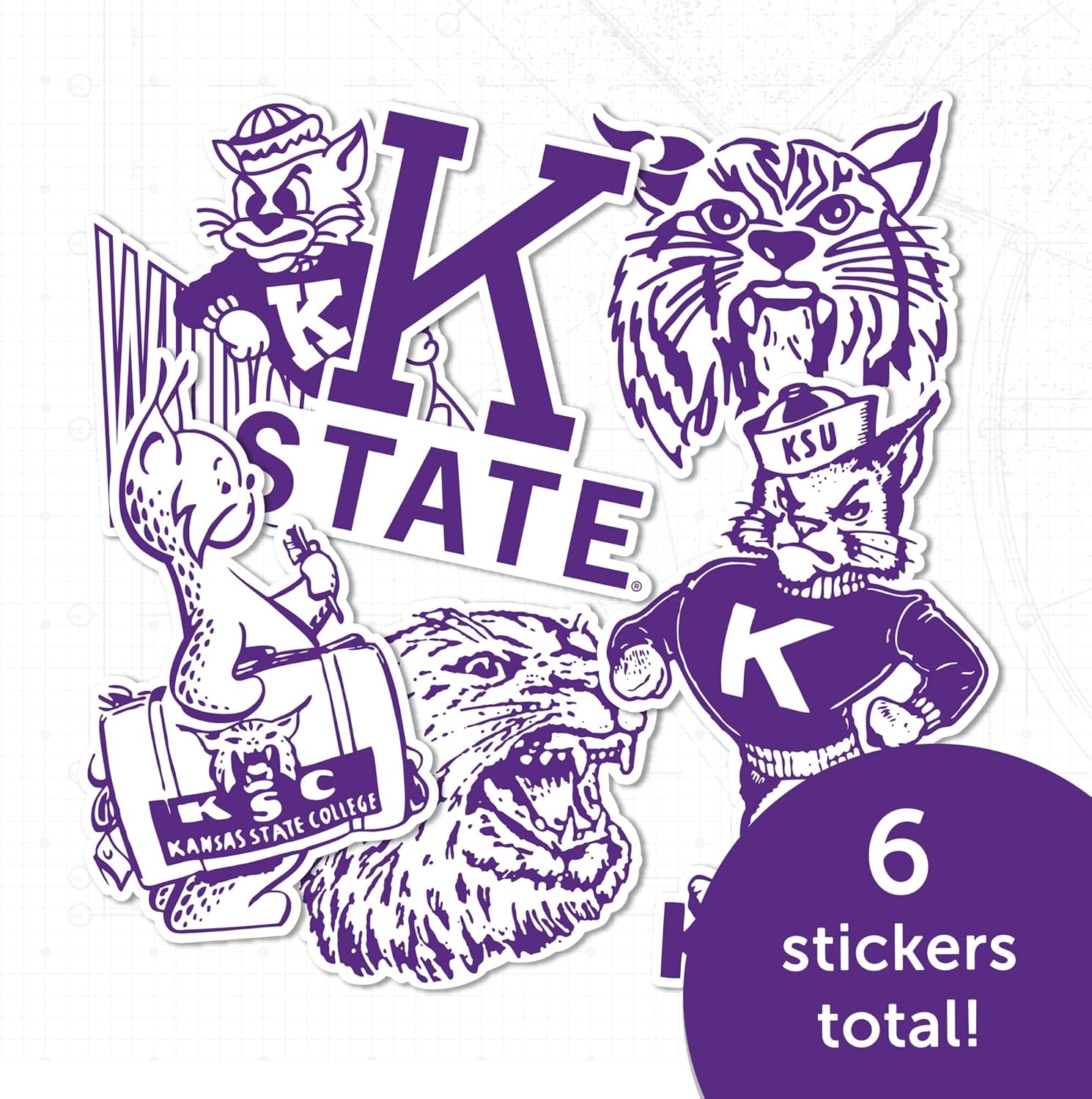 Desert Cactus Kansas State University Sticker Wildcats K-State Vinyl Decals Laptop Water Bottle Car Scrapbook Sheet T2 (Type 2 Vintage) - Image 4