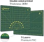 Headley Tools 18"x12" Thickened Self Healing Cutting Mat, A3 Rotary Cutting Sewing Mat for Crafts, Double Sided 5-Ply Table Cutting Board for Fabric Quilting Leather Arts Hobby Project, (Green)