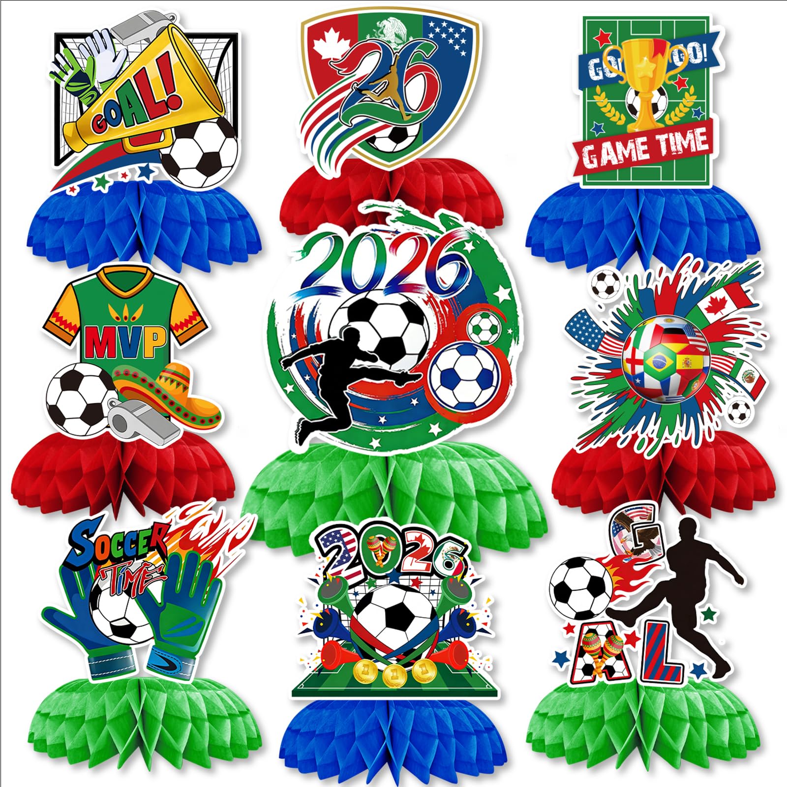 Soccer Table Decorations, 9PCS Soccer Centerpieces for Table