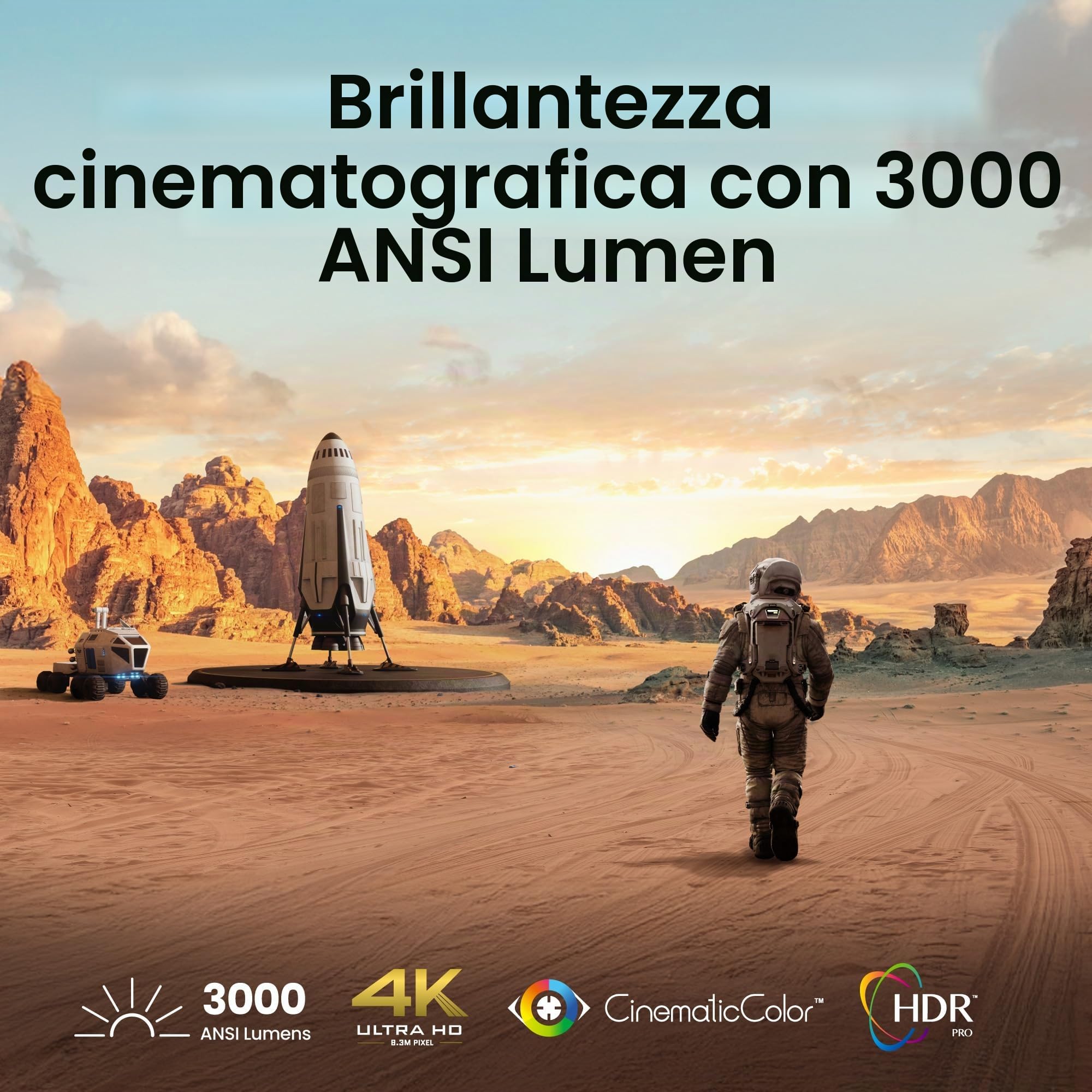 BenQ TK705STi Proiettore 4K HDR a Tiro Corto, 3000 ANSI Lumen, Google TV con Netflix, HDMI 2.1, Basso Input Lag, Schermo 150" per Home Cinema