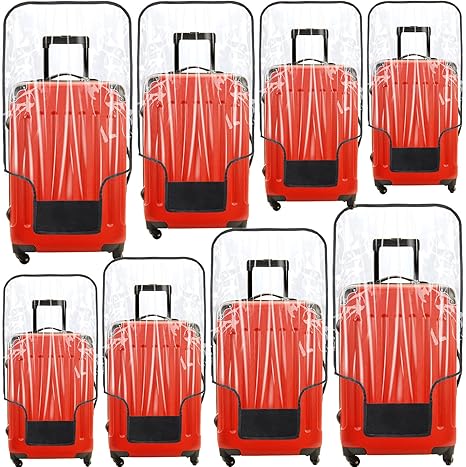 review Reginary 8 Pieces Clear Luggage Cover PVC Suitcase Cover Protector Waterproof Cover for Luggage Spinner Wheels Suitcase (20 Inches, 24 Inches, 28 Inches, 30 Inches)