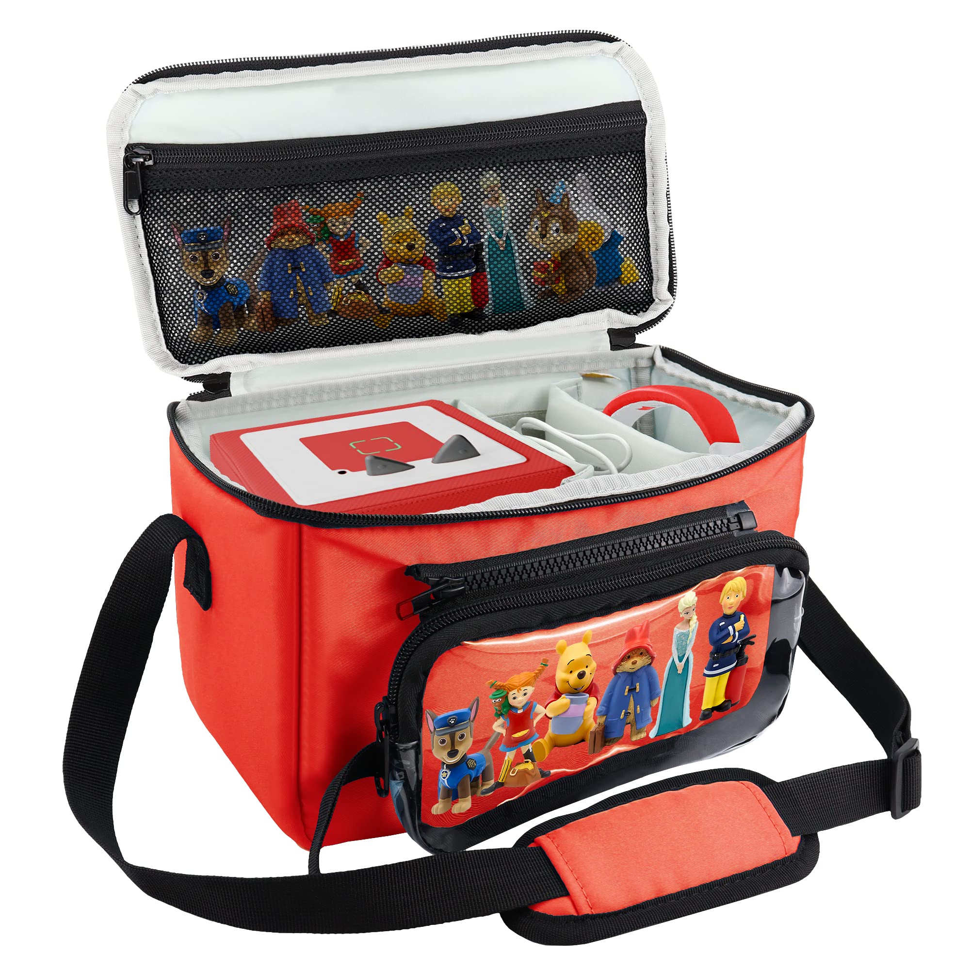 Annmore Shoulder Bag for Toniebox, with Removable Pocket for 5-10 Tonies Figures, Children's Carry Case for Toniebox Starter Set, Red