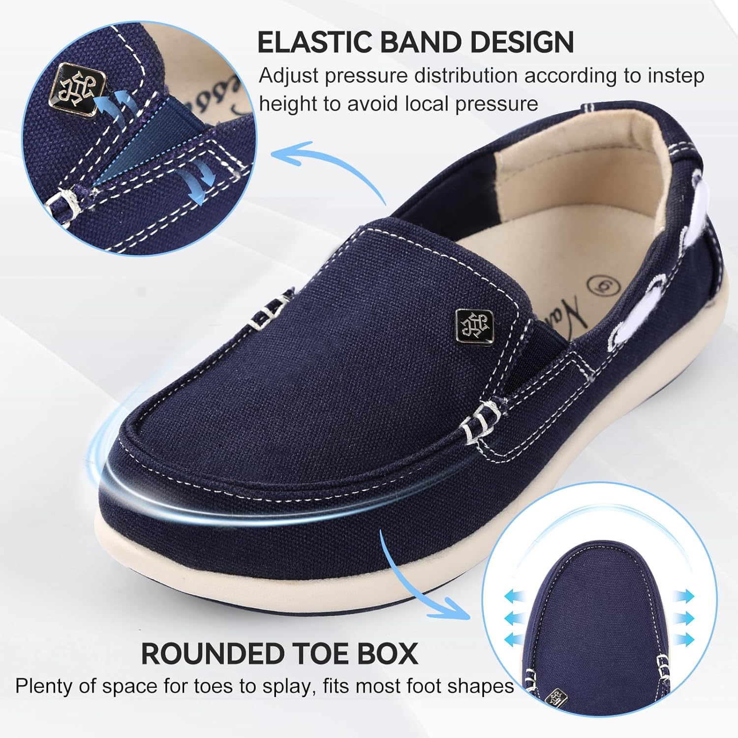 Womens Slip On Shoes, Comfort Casual Loafers Shoes with Arch Support - Boat Canvas Sneakers for Daily Walking - Image 4