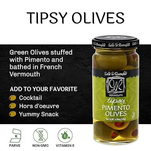 Miniatura 3 de Sable & Rosenfeld Vermouth Tipsy aceitunas rellenas Pimento pegar, 4.94-ounce tarros de vidrio (6unidades)
