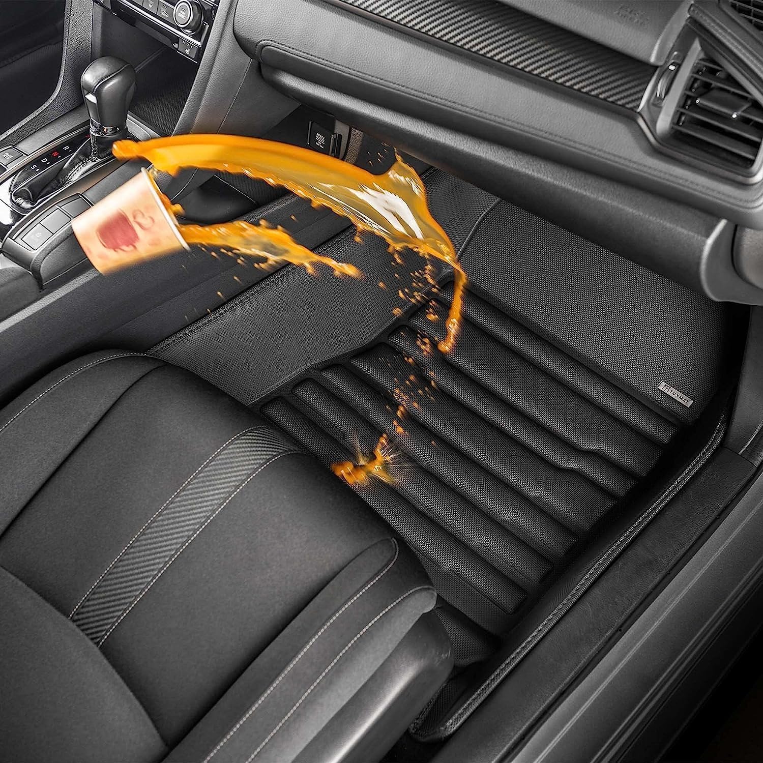 All Weather Rubber Car Floor Mats Compatible with 2013-2017 Honda Accord, Fit for Honda Accord Floor Mat, Full Set Includes 1st and 2nd Rows Maximum Coverage, Laser Measured, Non Slip