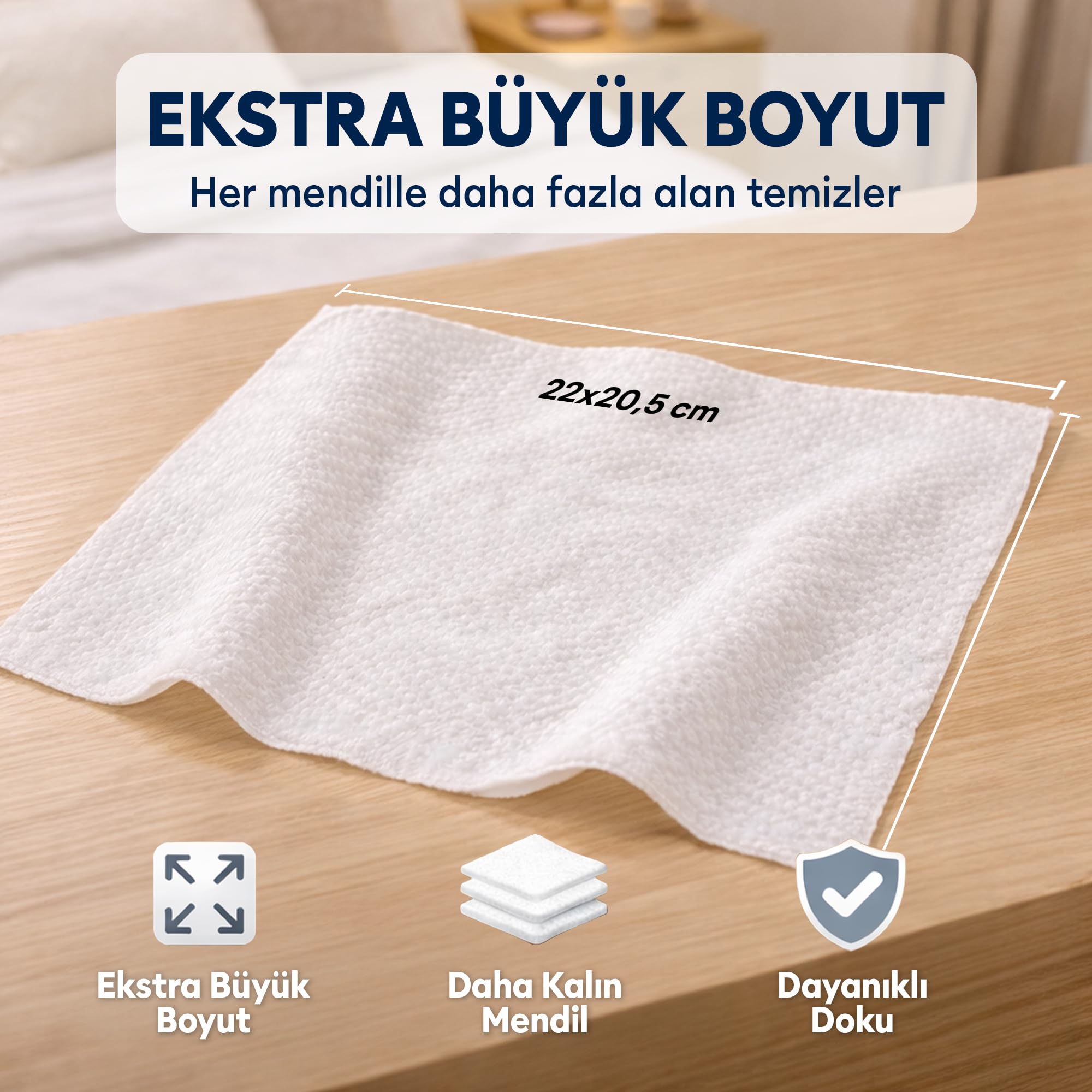 Papilion Yetişkinler İçin Vücut Temizleme Mendilleri, Ekstra Büyük Boy Tek Kullanımlık Yıkama Bezleri,Durulama Gerektirmeyen Temizlik, Yaşlı Bakımı, Yatak Banyosu, İdrar Kaçırma Bakımı İçin, 50 Adet